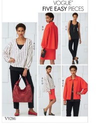 9286 VOGUE V9286 Pullover Tops, Fit Lo Riser Skirt, Pants 5 Easy Pieces Stretch Pattern XS-Med Uncut